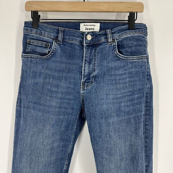Reformation Jeans Size 27 Womens Blue Denim Mid Rise Skinny Destin Wash Stretch - Picture 2 of 8